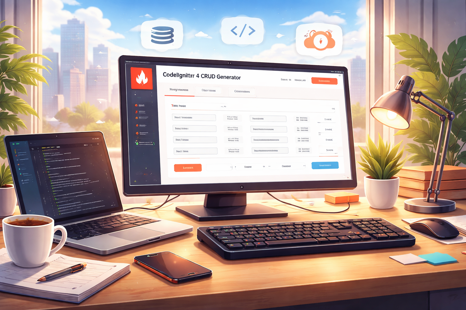 CodeIgniter 4 CRUD Generator Free Online SaaS Tool for Rapid Backend Development and Admin Panel Builder
